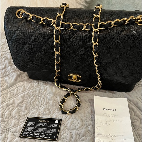 ‼️SOLD‼️Mint condition Chanel Classic Double flap Jumbo black caviar with gold - Picture 3 of 8